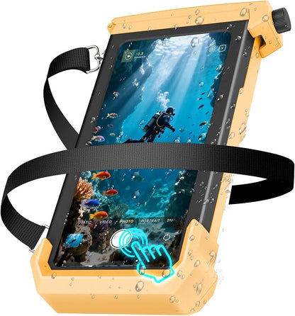 Underwater Phone Case for Snorkeling & Diving (50ft/15m), IP68 Waterproof Case for Swimming, Universal Underwater Touch Screen Case Compatible with iPhone (Yellow + Black, 5th Generation Phone Case)