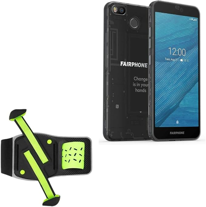 BoxWave Holster Compatible with Fairphone 3+ - FlexSport Armband, Adjustable Armband for Workout and Running - Stark Green