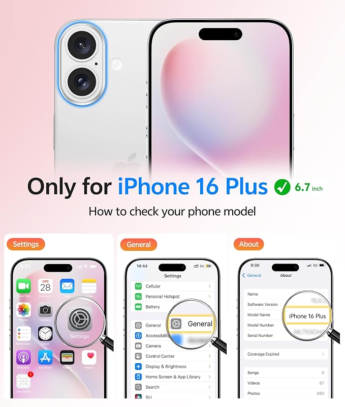 FNTCASE for iPhone 16 Plus Case: [Compatible with Magsafe] Translucent Matte Cases with [Full Camera Protection] [Screen Protector] Military Grade Shockproof Protective Phone Cover - Light Pink