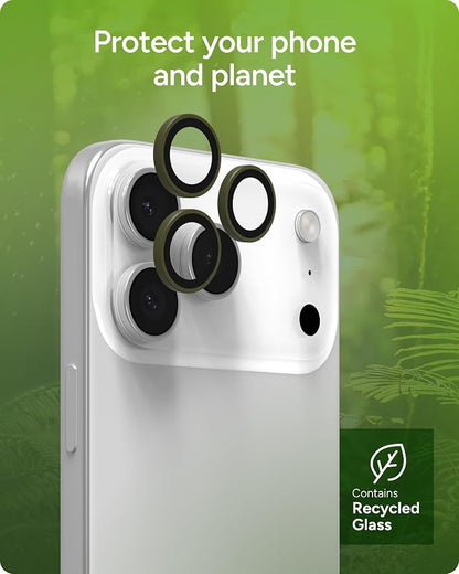 ZAGG iPhone Camera Lens Protector for iPhone 17/16/15 Pro and Pro Max Models - Green Sea Kelp, Camera Ring, Maximum Impact & Scratch Protection, Anti-Reflective Technology, Glass Elite