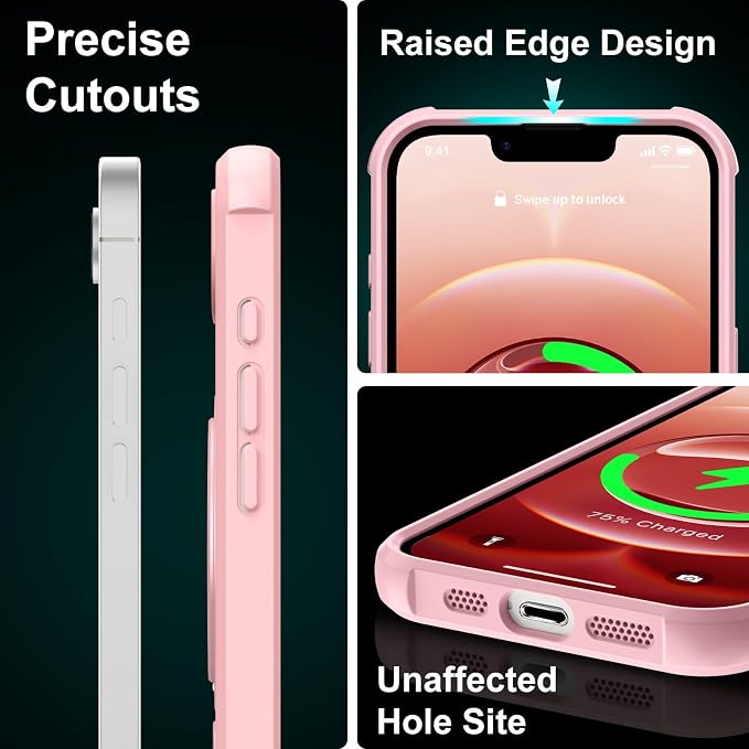 360° Magnetic Swivel Ring for iPhone 16E & 17E Case, Built-in Metal Stand and Ring Holder, Magsafe Compatible, Military Grade Protection, Shock and Vibration Resistant - Pink