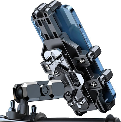 Motorcycle Phone Mount Holder - [Dual Dampener] [Anti Shake] Motorcycle Cell Phone Mounts,Adjustable Bike Phone Holder, Fit for iPhone Samsung LG Google All 4.7-7.2" Phones,Black