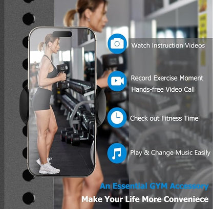TONDA Gym Magnetic Phone Holder【Strong Magnets】 360 Adjustable Magnetic Phone Mount, Phone Tripod Holder Gym Accessories for Women Men Workout Essentials for 4-7" Smartphones