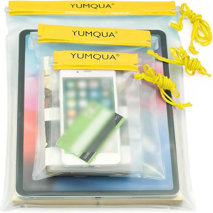 YUMQUA Clear Waterproof Bag, Waterproof Document Pouch Passport Holder Water Tight Map Case Waterproof Pouch Water Proof Small Dry Bags for Kindle Phone Tablet Camera, Kayak Boat PaddleBoard