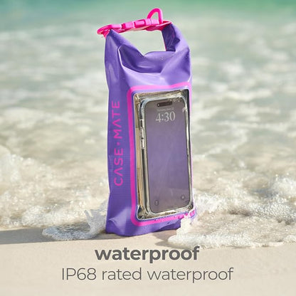 Case-Mate Purple Paradise Mini IP68 Waterproof Bucket Bag - Roll Top Dry Bag 2L Cap with Waterproof Pouch for Swimming Kayaking Boating Travel and More - For Phones Up to 7"