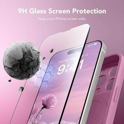 Magnetic for iPhone 14 Pro Max Case, Compatible with MagSafe, [Full Camera Protection][Screen Protector] Silicone Shockproof Protective Phone Case for iPhone 14 Pro Max 6.7", Blackcurrant