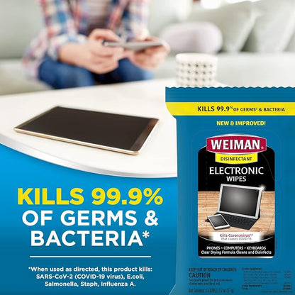 Weiman Disinfecting Electronic Wipes - Safely Clean Your Screen, Laptop, Computer, TV, Equipment-Electronic Cleaner Wipes