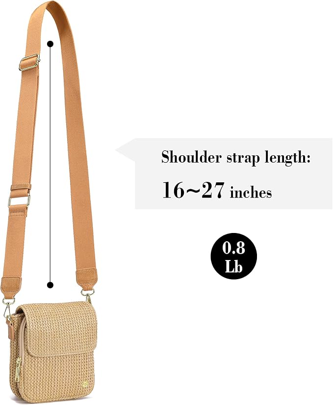 Haytijoe Faux Straw Crossbody Bags for Women Small Summer Purse RFID Woven Phone Bag Travel Beach Hawaiian Essentials Gifts
