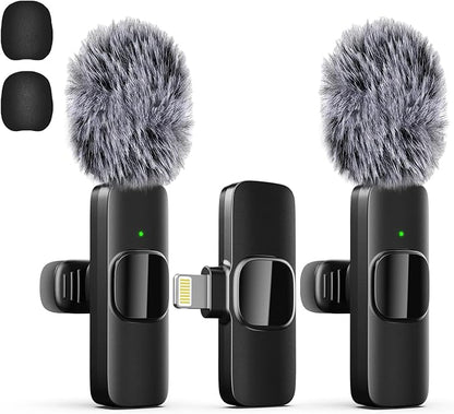 Professional Wireless Lavalier Lapel Microphone for iPhone, Mini Video Recording Mic for Interview Video Podcast Vlog YouTube & Livestream, Noise Reduction, Plug & Play (Lightning Port)