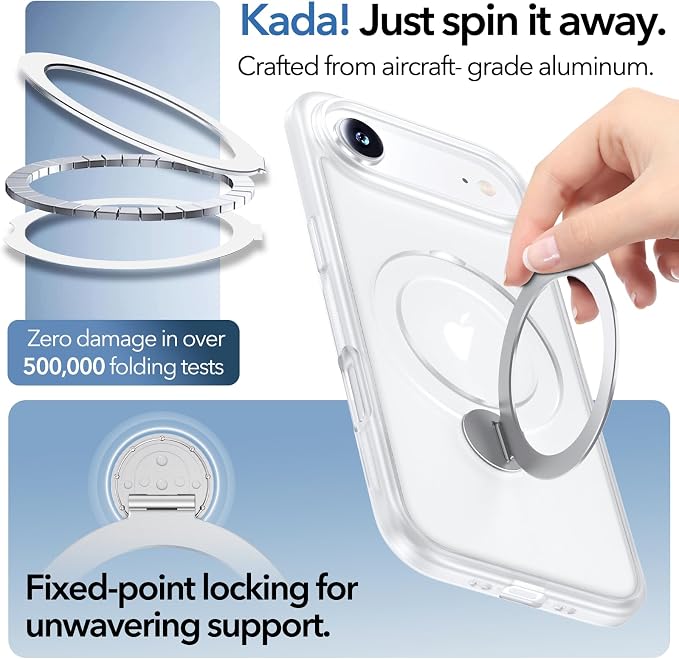 Anqrp 360° All-in-ONE Stand Case for iPhone 17 Air Case with Rotatable Magnetic Kickstand Ring Holder, Compatible with Mag-Safe, MIL-Grade Shockproof iPhone 17 Air Phone Case Cover, Mist Matte Clear