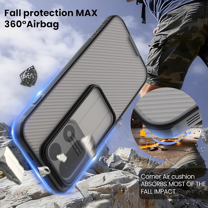 Nillkin for OnePlus 15 Clear Case with Slide Camera Cover, Full Camera Protection, Thin Slim Fit, Shockproof Protective, Camera Lens Protector, Phone Case for OnePlus 15 5G - Transparent Black ﻿