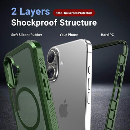 jaroco Magnetic for iPhone 17 Case, [Compatible with MagSafe][Military Grade Drop Protection][Heavy Duty Protection][Non-Slip][Shockproof] 2-Layer Durable Bumper Phone Case 6.3''-Army Green