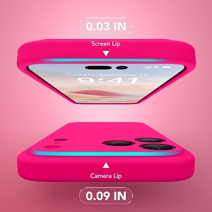 Magnetic for iPhone 17 Pro Case, Compatible with MagSafe, [Full Camera Protection][Screen Protector] Silicone Shockproof Protective Phone Case for iPhone 17 Pro 6.3", Hot Pink