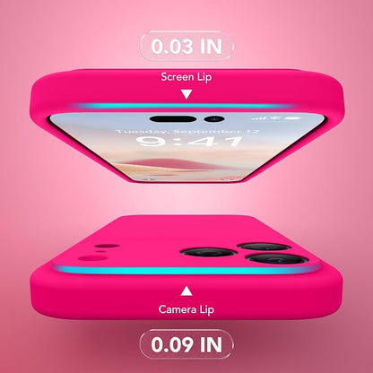 Magnetic for iPhone 17 Pro Case, Compatible with MagSafe, [Full Camera Protection][Screen Protector] Silicone Shockproof Protective Phone Case for iPhone 17 Pro 6.3", Hot Pink