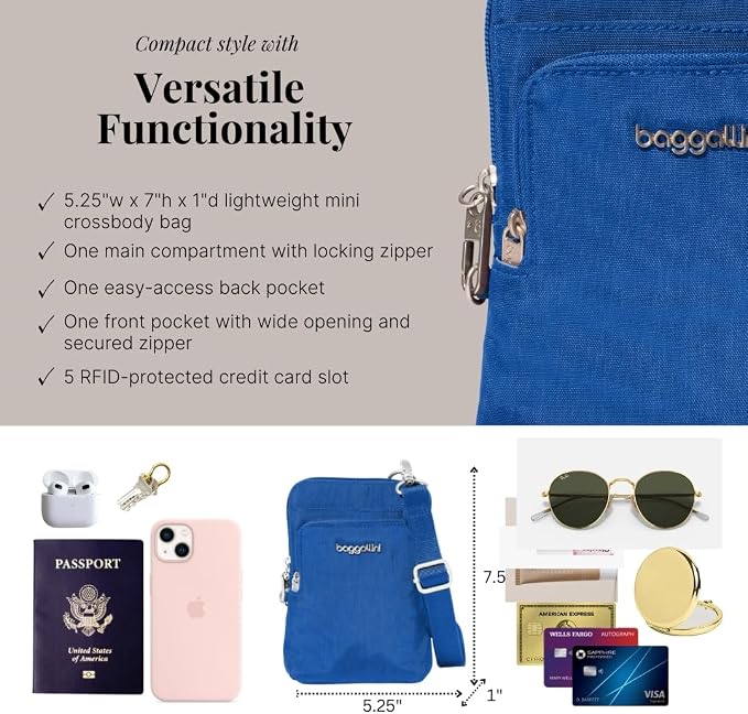 Baggallini Women's Securtex Anti-theft Activity Crossbody Bag