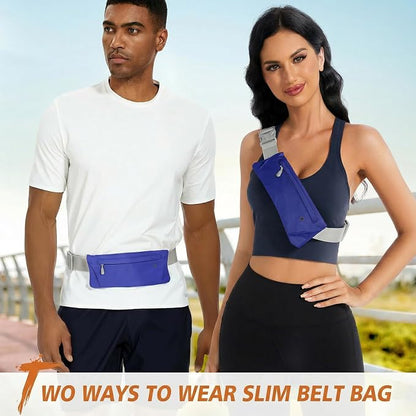 WHIPPY Slim Running Belt Fanny Pack for Women Men Elastic Runners Belt Waist Pouch Chest Bag Phone Holder Waist Pack for Running Hiking