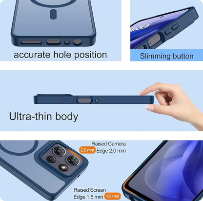 Compatible for Motorola Moto G Power 2025 Phone Case: [Mag-Safe Fit] with 2pc HD Screen Protector, Matte Translucent Soft-Touch Skin & Full Body for Moto GPower 2025, Blue