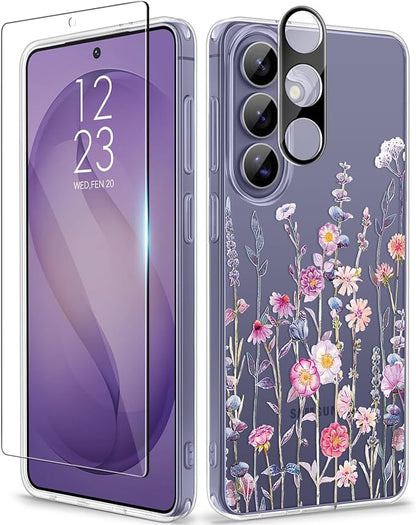 GVIEWIN for Samsung Galaxy S26 Plus Case, Clear Floral Slim Shockproof Protective Women Phone Case, Non-Yellowing, with Screen Protector&Camera Lens Protector for S26 Plus 6.7", Floratopia/Colorful