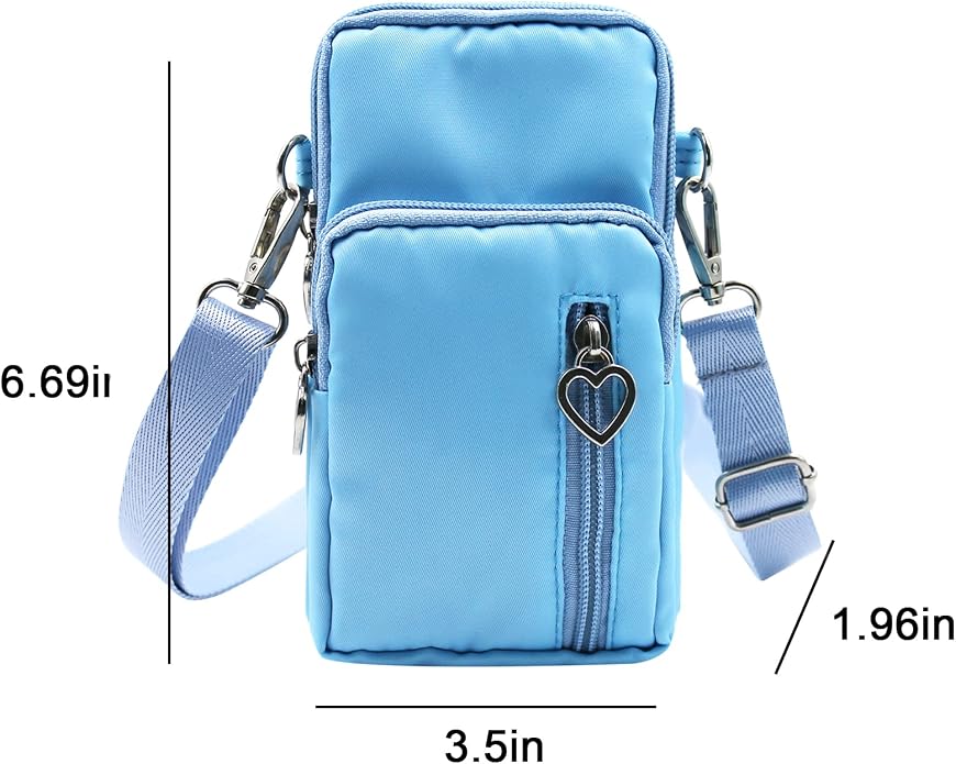 JUMISEE 3-Layers Crossbody Bag Cellphone Pouch Armband Wallet Nylon Smartphone Purse