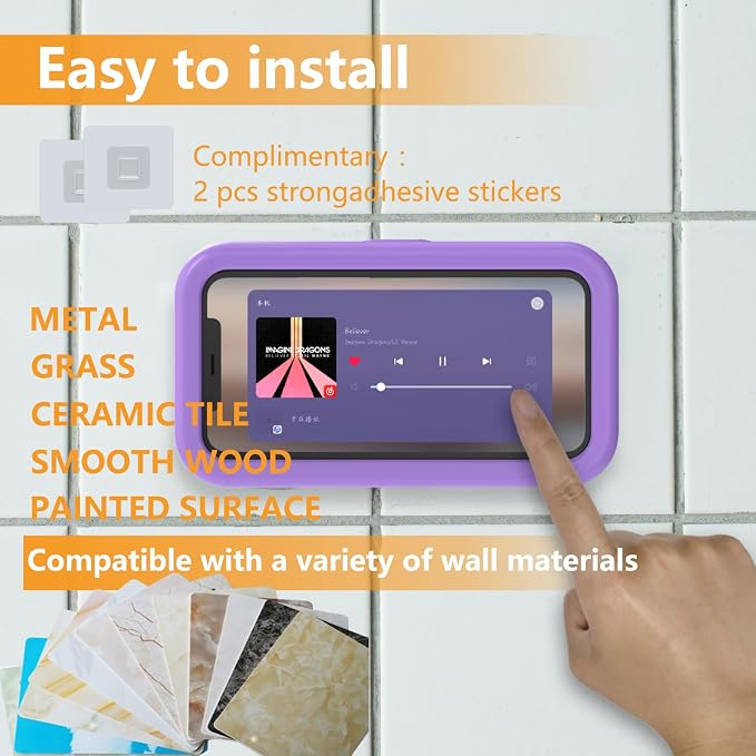 Waterproof Shower Phone Holder,360° Rotation Shower Phone Case, Angle Adjustable, Anti-Fog High Sensitivity,for Bathroom,Batheub, Kitchen Wall,Compatible with 4" - 6.8" Cell Phones