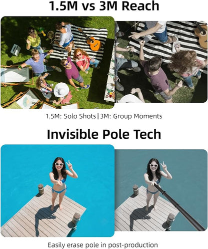 BRDRC 3m Selfie Stick for Insta360 X5 X4 Air, 118 Inch Carbon Fiber Invisible Ultra Long Extension Pole for Insta 360 ONE X5 X4 X3 RS, for DJI OSMO 360 Accessories (with Go Pro Adapter, Storage Bag)
