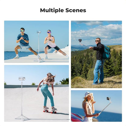 K&F CONCEPT Popod 72" Phone Tripod, 3-in-1 Clip & Magnetic Selfie Stick with Remote, Automatic Phone Tripod Stand, Compatible with iPhone 17-12 Series Android Phones 1/4" Screw Accessories(White)