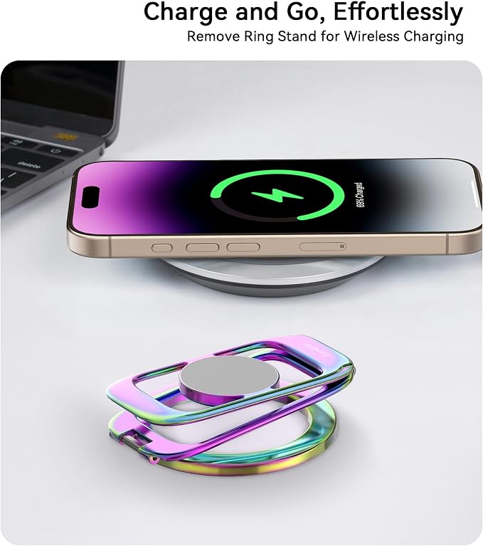 Magnetic Phone Ring Holder for MagSafe Phone Grip & Kickstand, Strong Dual-Sided Magnets Compatible with MagSafe Car Mount Gym for iPhone 17/16 Pro Max 15/14/13/12 and Android Phone Cases (Colorful)
