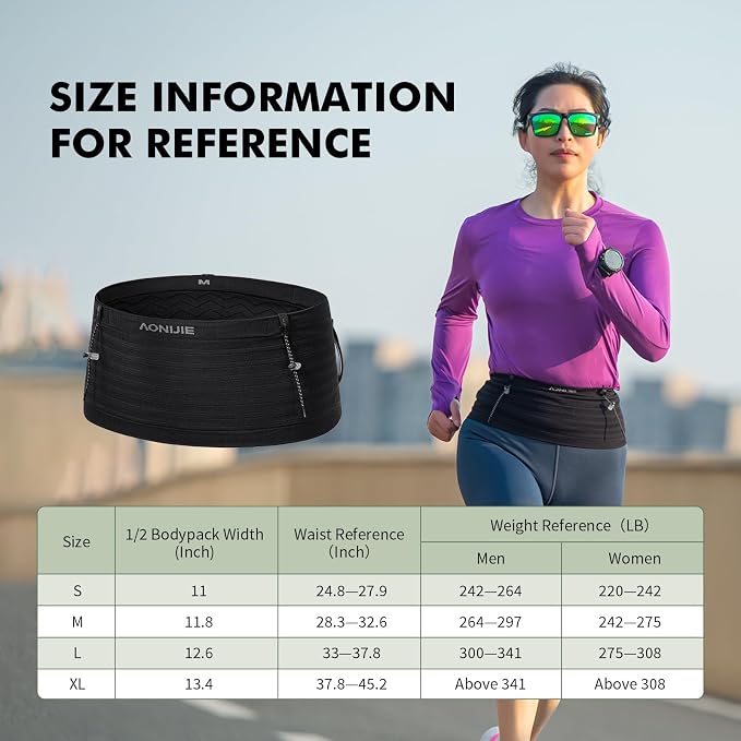 Running Belt for Men Women with 250ml Water Bottle, Lightweight Reflective Waist Pack for Running, Hiking, Training - M