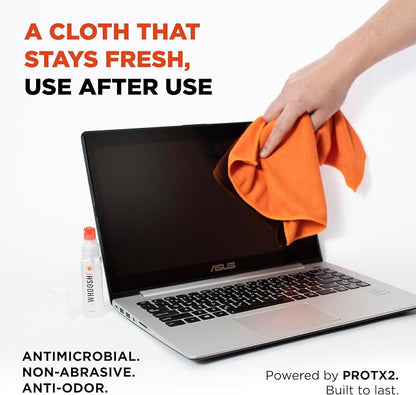 WHOOSH! Screen Shine Go - 1 fl oz Refillable Screen Cleaner Kit with Microfiber Cloth for MacBook, Phone, iPad & Eyeglasses - Powerful Streak-Free Cleaning - Pocket-Sized, TSA-Approved for Travel