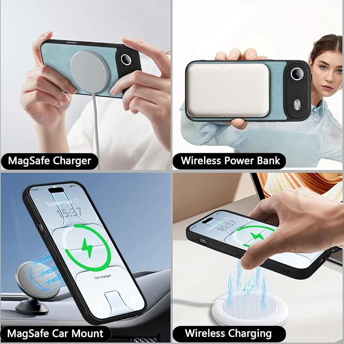 Wallet Case for iPhone Air with Card Holder/Crossbody Wallet/Strap,[RFID Blocking][Magnetic] PU Leather Phone Case for iPhone Air,6.5 in,Dream Blue