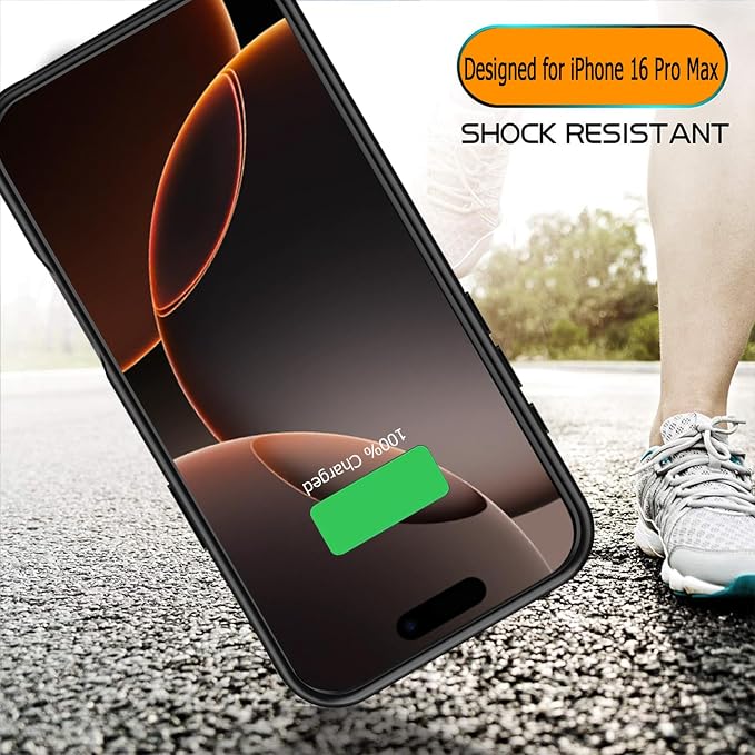 Battery Case for iPhone 16 Pro Max, 12000mAh Capacity Portable Charger Case Rechargeable Smart Battery Pack Compatible with iPhone 16 Pro Max 6.9 inch Charging Cover Support Wireless Charging-Black