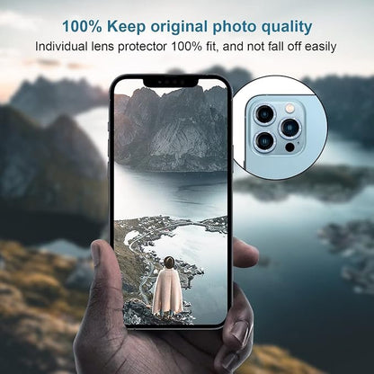 Jeluse [3X2 Pack] Designed for iPhone 13 Pro/iPhone 13 Pro Max Camera Lens Protector, 9H Tempered Glass Screen Protector Cover [Alignment Kit Eazy installation] Metal Individual Ring