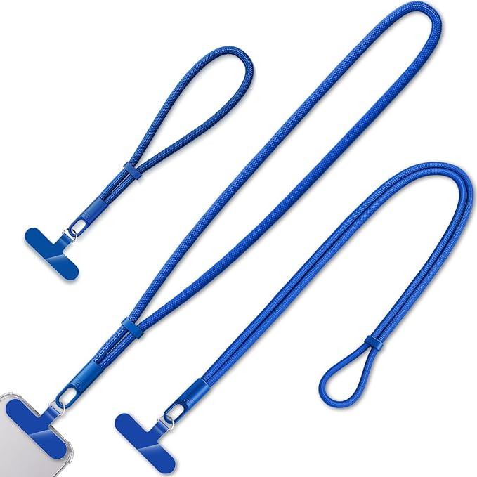 KITANIS 3 Pack Phone Lanyard,1×Phone crossbody strap,1×Phone Neck Strap,1×Wrist Strap,3×Tether Tabs,Universal Cell Phone Multifuctional Patch Polyester Lanyards(Blue)