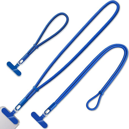 KITANIS 3 Pack Phone Lanyard,1×Phone crossbody strap,1×Phone Neck Strap,1×Wrist Strap,3×Tether Tabs,Universal Cell Phone Multifuctional Patch Polyester Lanyards(Blue)