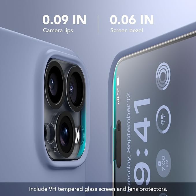 GONEZ Magnetic for iPhone 16 Pro Max Case, Compatible with MagSafe, Liquid Silicone Case, with Screen Protector + Camera Protector, Full Body Protective Shockproof Phone Cover 6.9", Lavender Gray