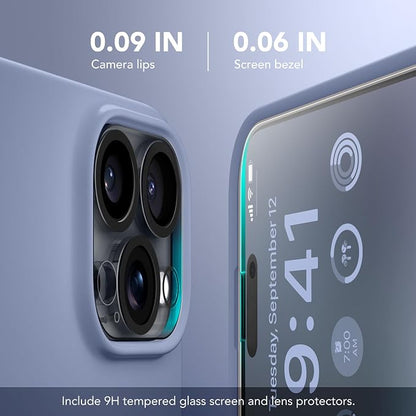 GONEZ Magnetic for iPhone 16 Pro Max Case, Compatible with MagSafe, Liquid Silicone Case, with Screen Protector + Camera Protector, Full Body Protective Shockproof Phone Cover 6.9", Lavender Gray