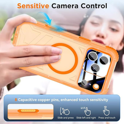 WIFORT for iPhone 17 Pro Max Waterproof Case, [Fit for Magsafe] with Sapphire Lens & Screen Protector, IP68 Full Body 15FT Military Shockproof, Magnetic Frosted Phone Cover with Lanyard, 6.9" Orange