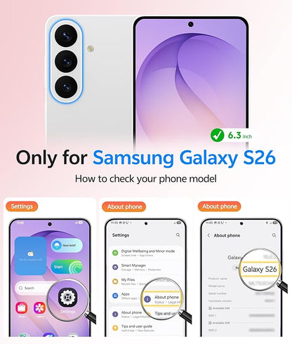 FNTCASE for Samsung Galaxy S26 Case, Fit for Magsafe, with Screen Protector | Full Camera Protection, Translucent Matte, 14FT Military Grade Drop Proof, Shockproof Protective Phone Cover, Light Purple