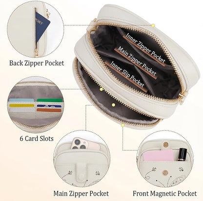 KITEVIUN Crossbody Bags for Women Leather Crossbody Purse Small Shoulder Phone Purse with Adjustable Strap & RFID Card Slots