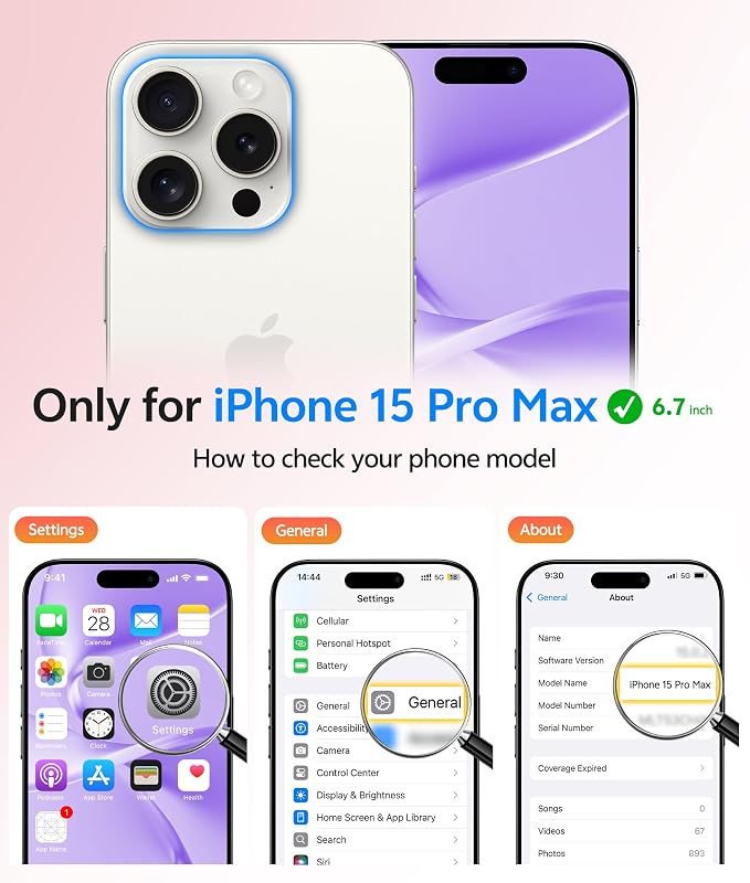 FNTCASE for iPhone 15 Pro Max Case: [Compatible with Magsafe] Translucent Matte Cases with [Full Camera Protection] [Screen Protector] Military Grade Shockproof Protective Phone Cover - Light Purple