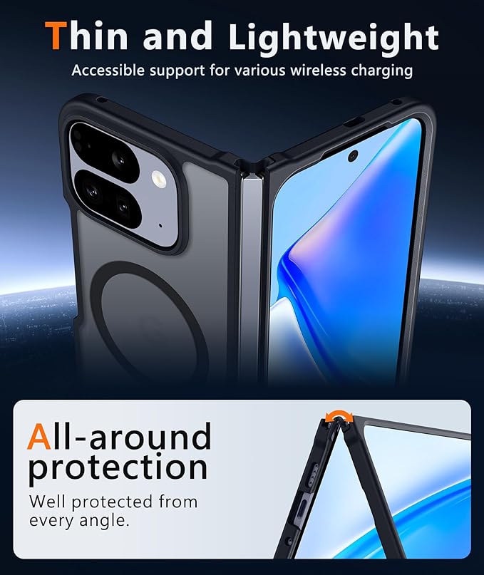 FNTCASE for Google Pixel 10-Pro-Fold Magnetic Case: Translucent Matte Textured Military Grade Drop Protection Cell Phone Cover - Slim Rugged Durable Shockproof Protective Bumper Cases