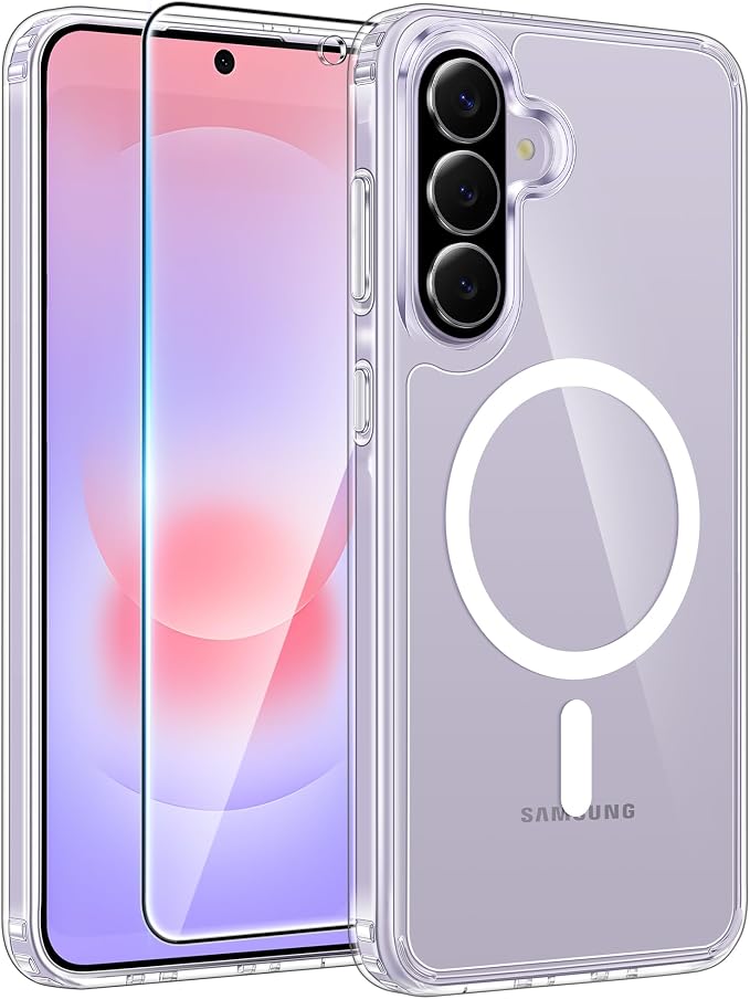 FNTCASE for Galaxy A37/A36 5G Phone Case, Fit for Magsafe, Screen Protector | Anti Yellowing Magnetic Back, 14FT Military Grade Drop Protection, Shockproof Protective, for Samsung A37 Cover, Transparent