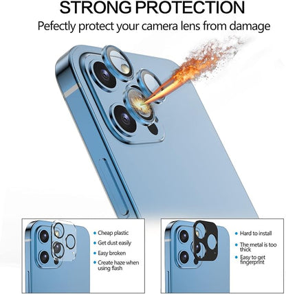 YWXTW [1 SET Camera Lens Protector Compatible with iPhone 12 Pro Max 6.7 inch, [Installation Tray] Aluminum Alloy Tempered Glass Camera Circle Cover