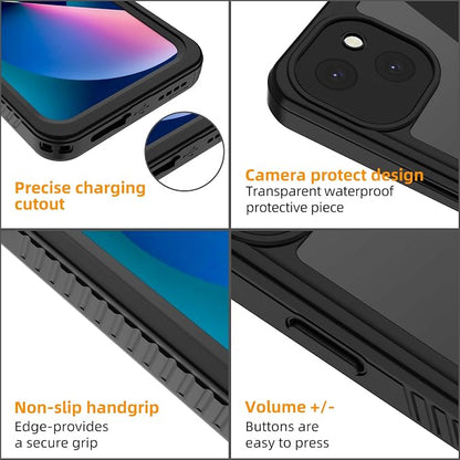 YMCCOOL for iPhone 13 case, iPhone 13 Waterproof case with Built in Sensitive Screen Protector, Full Body Rugged Heavy Duty Shockproof Waterproof Phone Case Cover for iPhone 13 6.1 inch Black