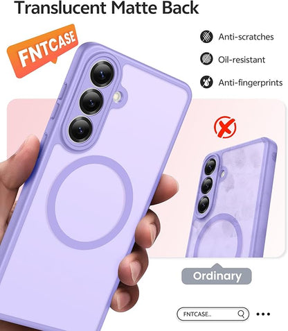 FNTCASE for Samsung Galaxy S26+ Plus Case: [Fit for Magsafe] [Full Camera Protection + Screen Protector] Translucent Matte Military Grade - Shockproof Protective Phone Cover for S26 Plus - Purple