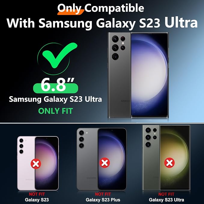 Red2Fire for Samsung Galaxy S23 Ultra Case, [2Pcs Screen Protector]+[2Pcs Lens Protector][Crystal Clear][No-Yellowing][Anti-Scratch][Mil-Grade Shockproof] Full Body Protection Phone Case 5G,Clear