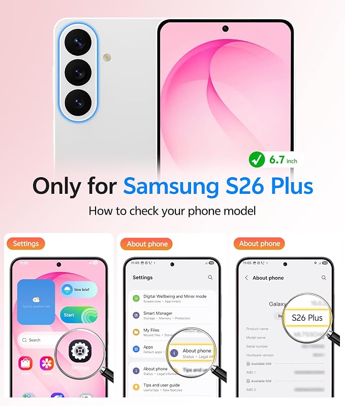 FNTCASE for Samsung Galaxy S26 Plus Case, Fit for Magsafe, Screen Protector | Full Camera Protection, Translucent Matte, 14FT Military Grade Drop Proof, Shockproof Protective Phone Cover, Hot Pink