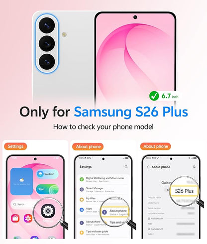 FNTCASE for Samsung Galaxy S26 Plus Case, Fit for Magsafe, Screen Protector | Full Camera Protection, Translucent Matte, 14FT Military Grade Drop Proof, Shockproof Protective Phone Cover, Hot Pink