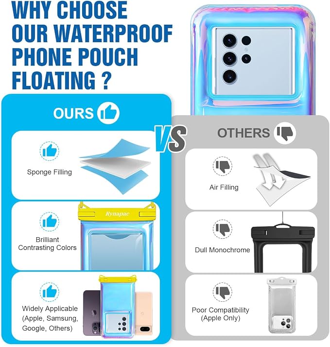[Up to 8.5''] Floating Waterproof Phone Pouch, IPX8 Underwater Cell Phone Holder with Lanyard for iPhone 17 16 15 14 Pro Max, Galaxy S25 24 Ultra, Beach Cruise Ship Essentials Travel Must Haves