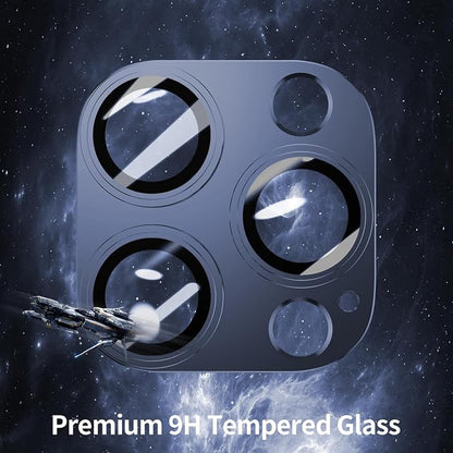 Camera Lens Protector for iPhone 14/15/16 Pro & Pro Max, Tempered Glass with Metal Alloy Frame, for iphone 15 pro max camera lens protector, Titanium Blue
